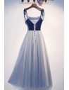 Blue Tulle Long Prom Dress With Straps - MYS69088