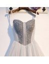 Silver Grey Sequins Long Prom Dress Ballgown With Bling - MYS69060