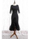 Fitted Mermaid Black Formal Dress With Beaded Lace - MYS78039