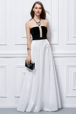 Simple Two Tone Strapless Long Dress