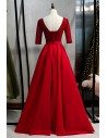 Modest Long Vneck Sequined Formal Dress With Sash - MYS79061
