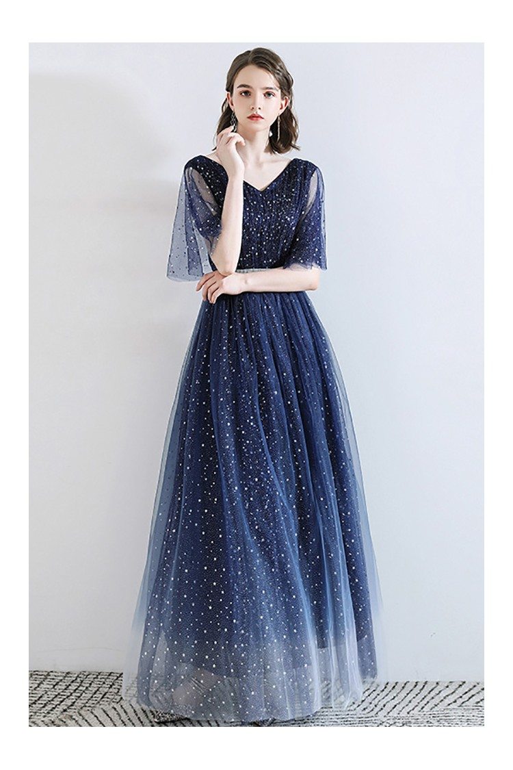 navy blue sparkly long dress