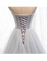 Strapless Silver Sequins Ballgown Tulle Prom Dress Grey - MYS69094