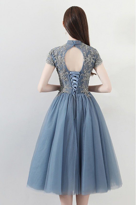 dusty blue formal dress
