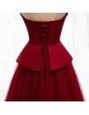 Formal Chic Burgundy Tulle Evening Dress Strapless - MYS67021
