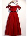 Bow Off Shoulder Burgundy Long Party Dress With Bows - MYS68094