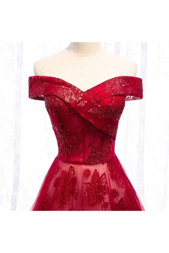 Beautiful Burgundy Sweetheart Sequins Evening Dress Long Sleeveless main image 1