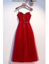 Burgundy Long Red Party Dress With Corset Top Straps - MYS68073