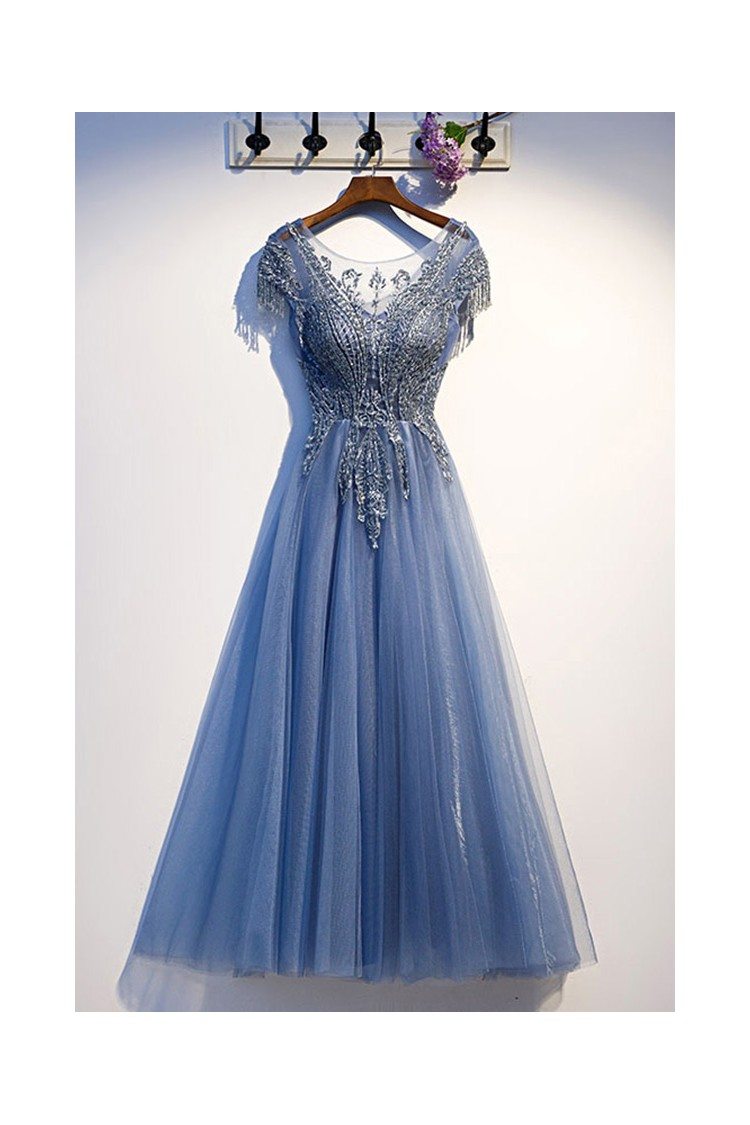 Luxe Blue Tulle Long Prom Dress With Beaded Top - $131.9832 #MYS67012 ...