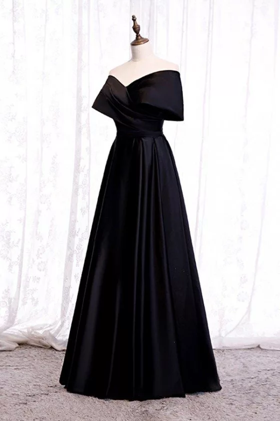 simple long black evening dress