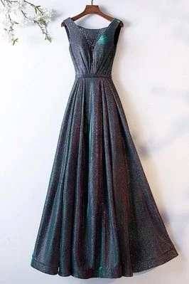 Special Ombre Black Green Metallic Prom Dress Sleeveless - MYS68028