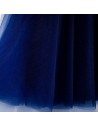 Vneck Puffy Sleeves Aline Tulle Prom Dress Blue - MYS69085