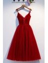 Velvet With Tulle Short Party Dress With Spaghetti Straps - MYS69011