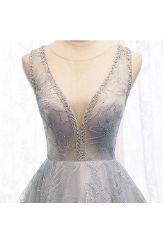 Sexy Vneck Open Back Sequins Long Prom Dress For Formal - MYS69095
