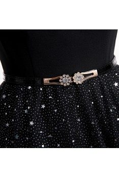 Bling Stars Long Formal Dress Vneck With Sleeves - MYS78040