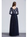 Lace Tulle Long Sleeve Prom Dress - CK462