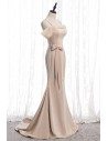 Formal Long Evening Mermaid Dress Champagne Satin With Straps - MYS78074