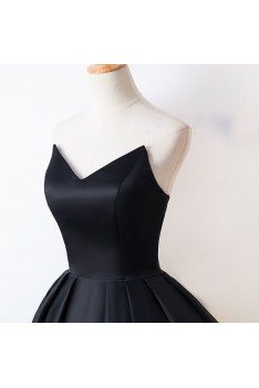 Retro Black High Low Simple Party Dress Strapless - MYS68032