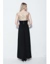 Black And Gold Embroidery Long Party Dress - CK266