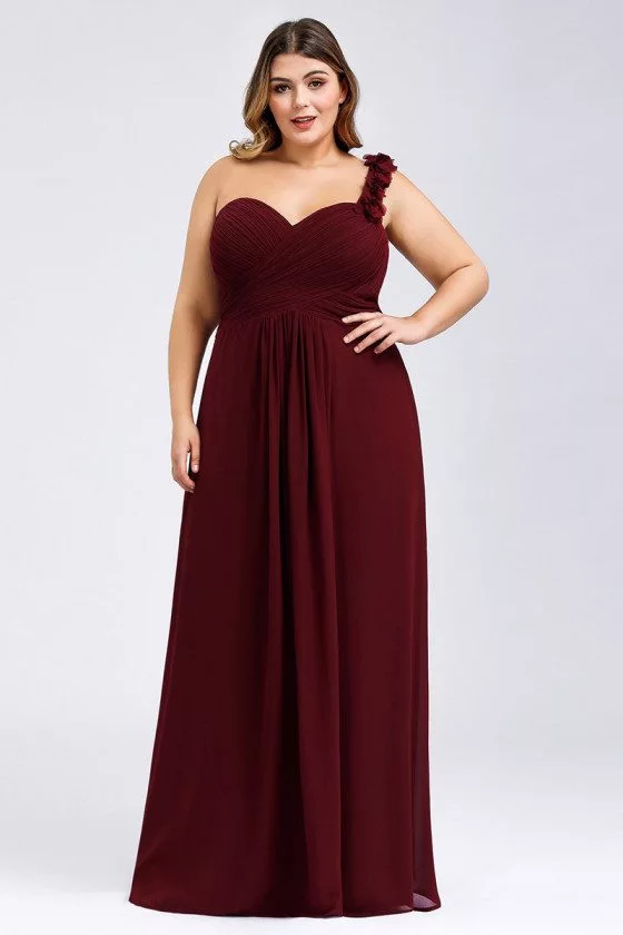 Plus Size Chiffon Burgundy Long Bridesmaid Dress With One Shoulder 5548 Ep09768bd16 1702