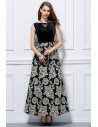 Black And White Flowers Long Dress