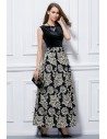 Black And White Flowers Long Dress - CK423