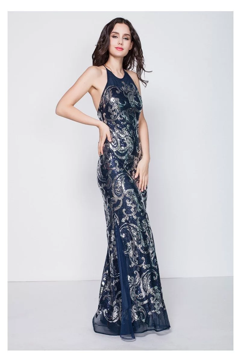 Sexy Open Back Embroidery Long Prom Dress - $105.28 #CK349 - SheProm.com
