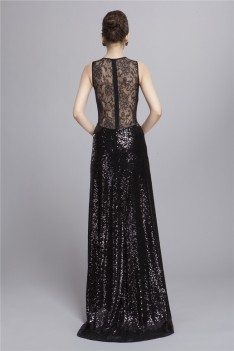 Sequin Sleeveless Slit Long Party Dress - CK139