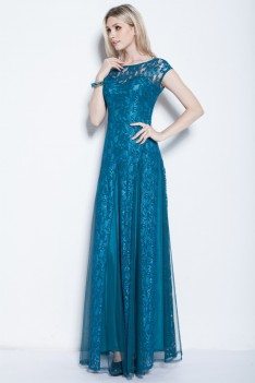 Lace Cap Sleeve Long Party Dress - CK252