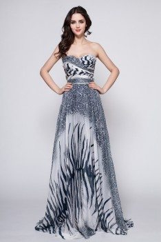 Animal Print Sweetheart Long Prom Dress