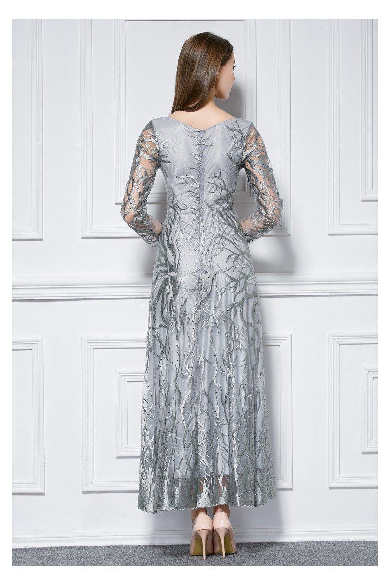 Embroidery Tulle Long Sleeve Formal Dress - $131 #CK448 - SheProm.com