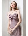 Light Purple Sheath Party Dress Bling Straps with Cute Bow - HTX96013