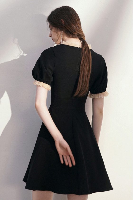 black skater dress white collar CurveWow Blazer Collar Skater Dress Black  Curvewow