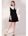 Cute Little Black Flare Party Dress with Baby Collar Sleeves - HTX96026