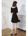 Romantic Black Flare Party Dress with Champagne Bow Knot - HTX96037