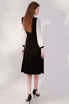 Elegant Knee Length Black Party Dress with Keyhole Round Neck - HTX96018