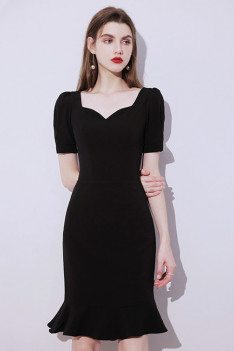 Gorgeous Little Black Cocktail Dress Mermaid with Short Sleeves - HTX96005