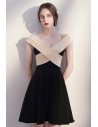 Chic Cross Neckline Fit And Flare Black Hoco Party Dress - HTX96050