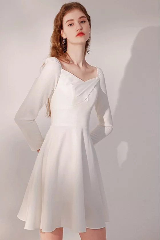 White party hotsell dress with sleeves