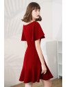 Trendy Square Neckline Simple Burgundy Party Dress with Ruffles Sleeves - HTX96041