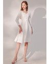 Retro Long Sleeved Knee Length Party Dress with Flower Buttons - HTX96021