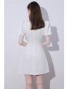 Cute Little White Flare Party Dress with Bow Knot Short Sleeves - HTX96007