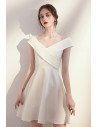 Chic Little White Hoco Dress Fit And Flare with Cross Vneck - HTX96043