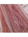 Pink Vneck Mermaid Fitted Prom Dress with Beaded Appliques - MX16011