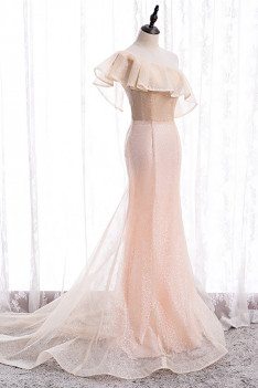 Pink Bling Mesh Formal Dress Mermaid with One Shoulder - MX16073