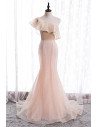 Pink Bling Mesh Formal Dress Mermaid with One Shoulder - MX16073