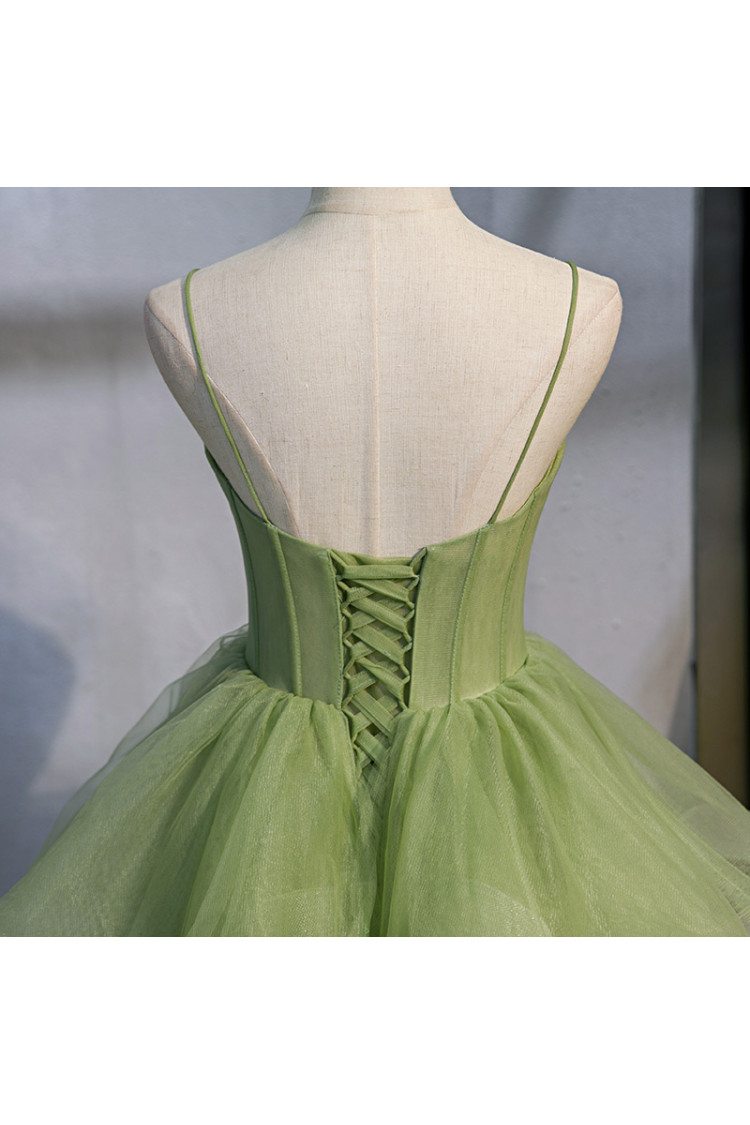 green corset prom dress