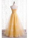Yellow Mesh Tulle Corset Prom Dress Ballgown Strapless - MX16121