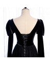 Gothic Black Formal Long Tulle Prom Dress with Long Sleeves - MX16082