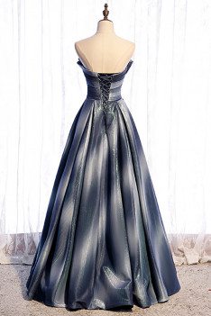 Fatasy Ombre Blue Prom Party Dress Strapless with Bling Tulle - MX16093